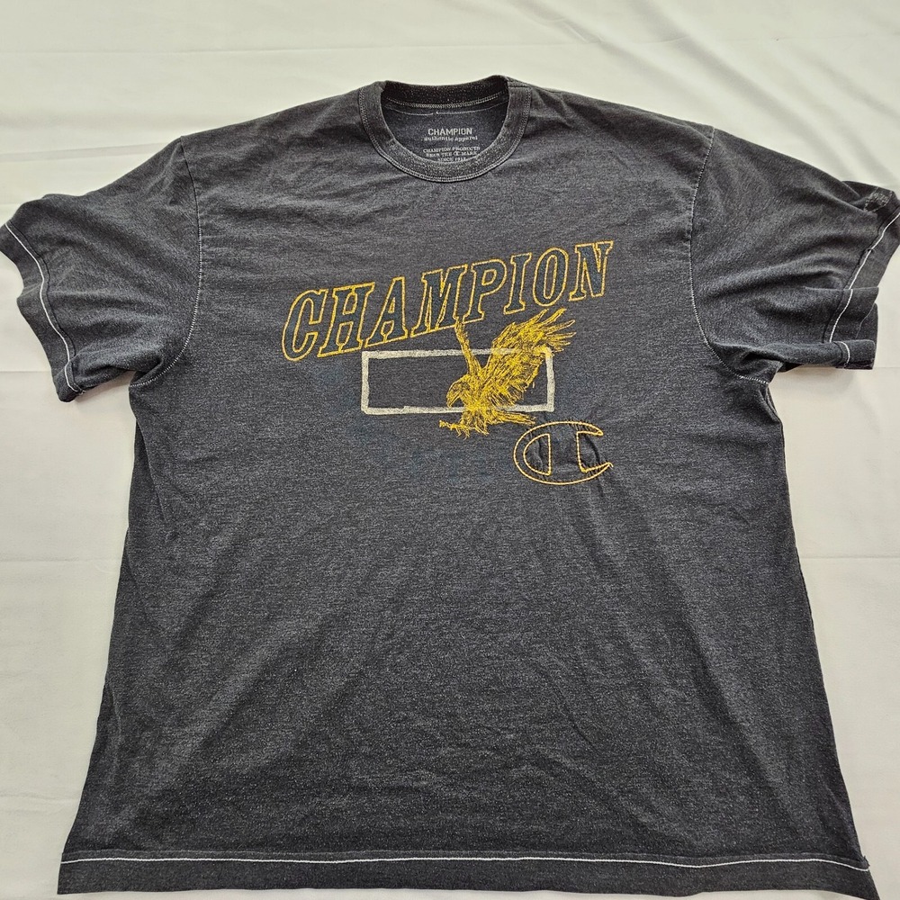 Champion Authentic Apparel Gray Short Sleeve Cotton Blend Logo T-Shirt Men's 2XL